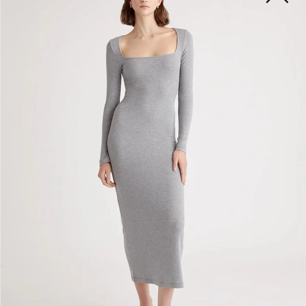 Quince black square neck Long Sleeve Dress - Picture 4 of 5